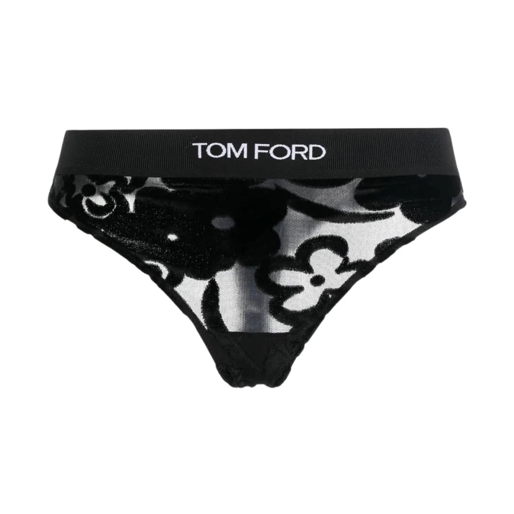 Tom Ford Bloemen Tule Devore Slip Jurk Black Dames
