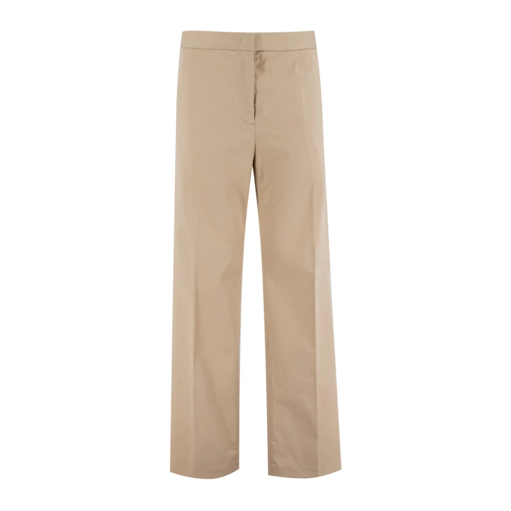 Fabiana Filippi Hoge Taille Katoenen Gabardine Broek Beige Dames