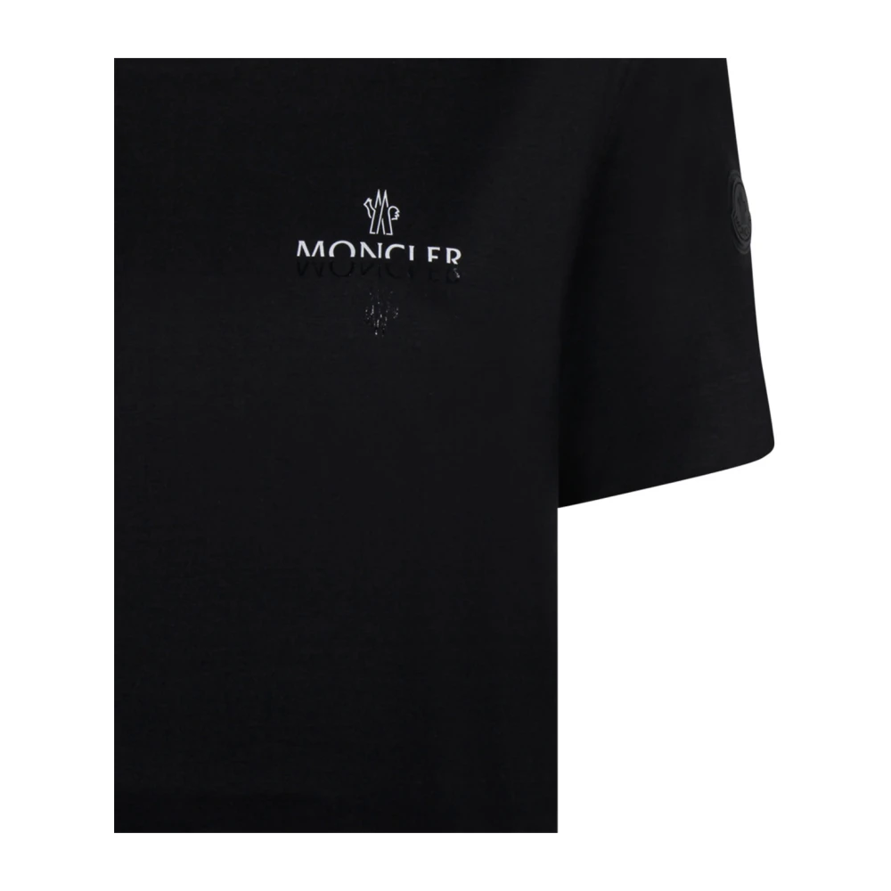 Moncler Zwart Katoenen Jersey Logo T-Shirt Black Dames