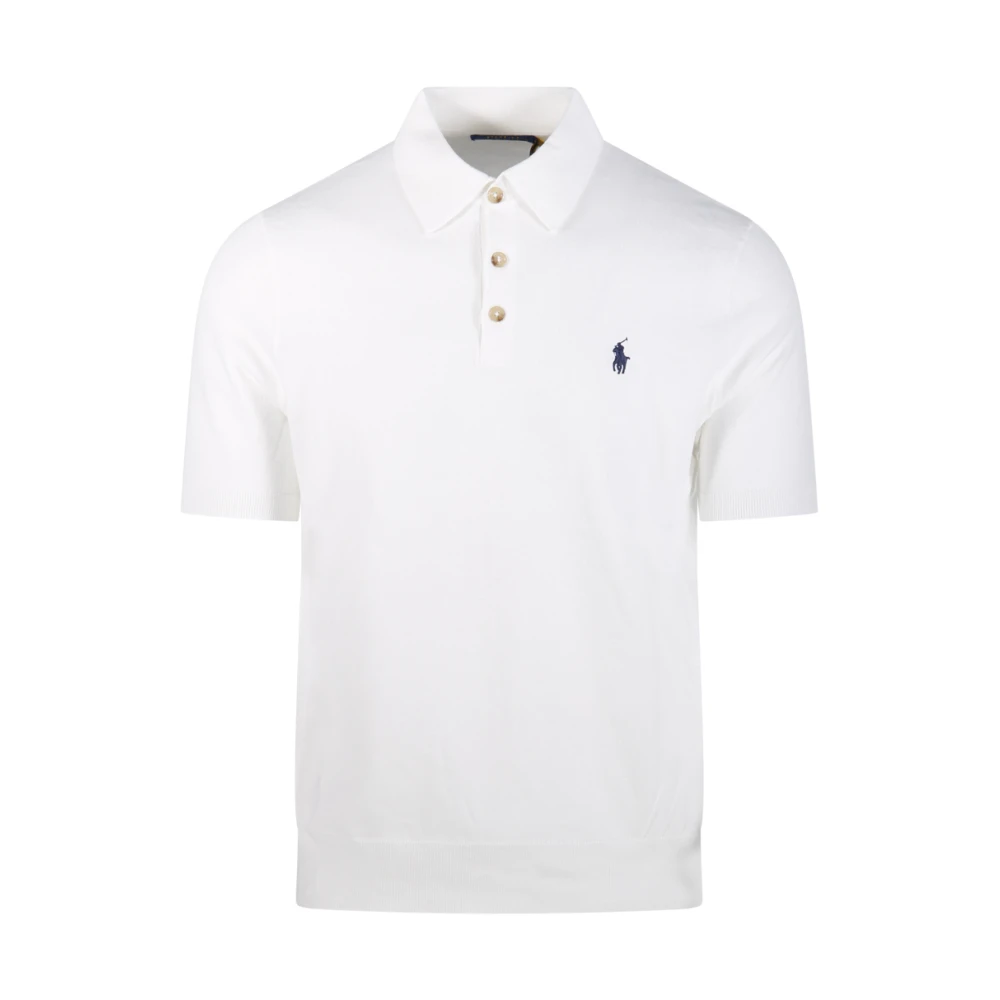 Ralph Lauren Men's White Polo Shirts, Xl, Knitted Short Sleeve Polo