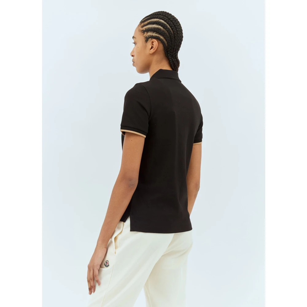 Moncler Klassieke Logo Patch Polo Shirt Black Dames