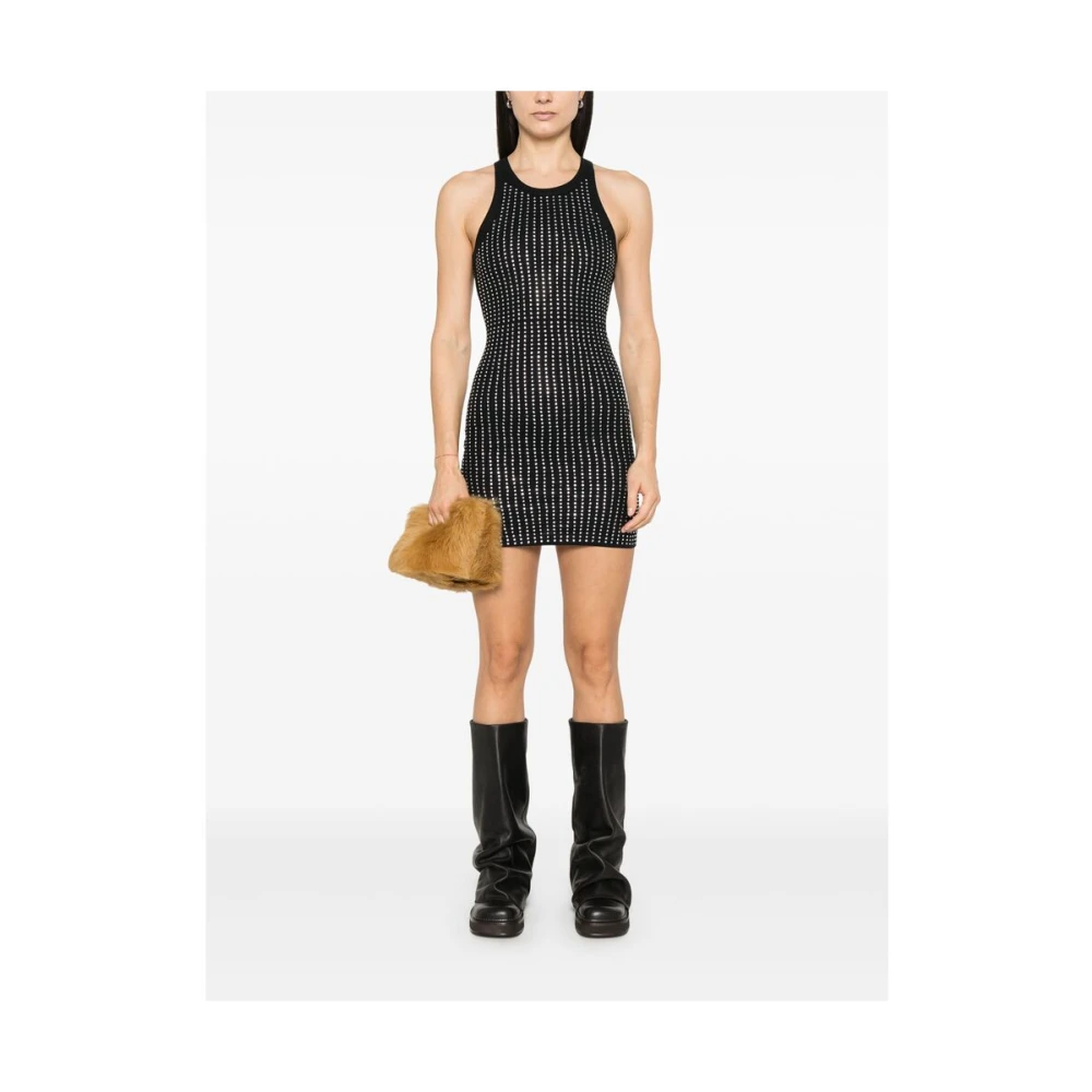 The Attico Zwarte Mouwloze Jurk met Ronde Hals Black Dames