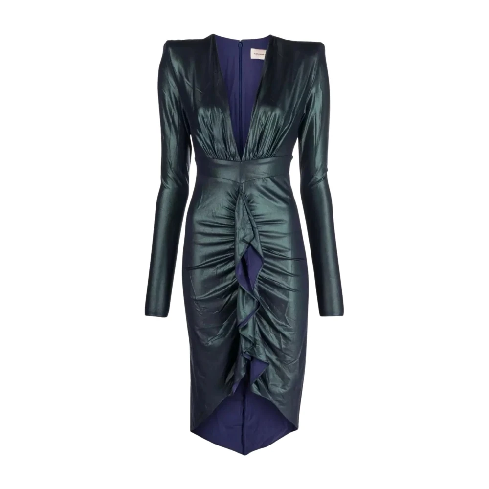 Alexandre Vauthier Groene gedrapeerde jurk met diepe V-hals Green Dames