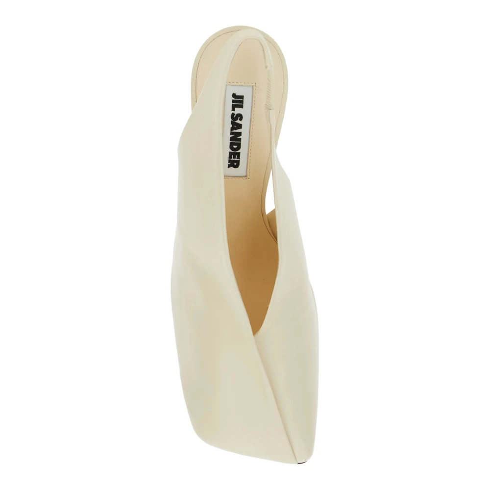 Jil Sander Witte Leren Slingback Hoge Hak Pumps White Dames