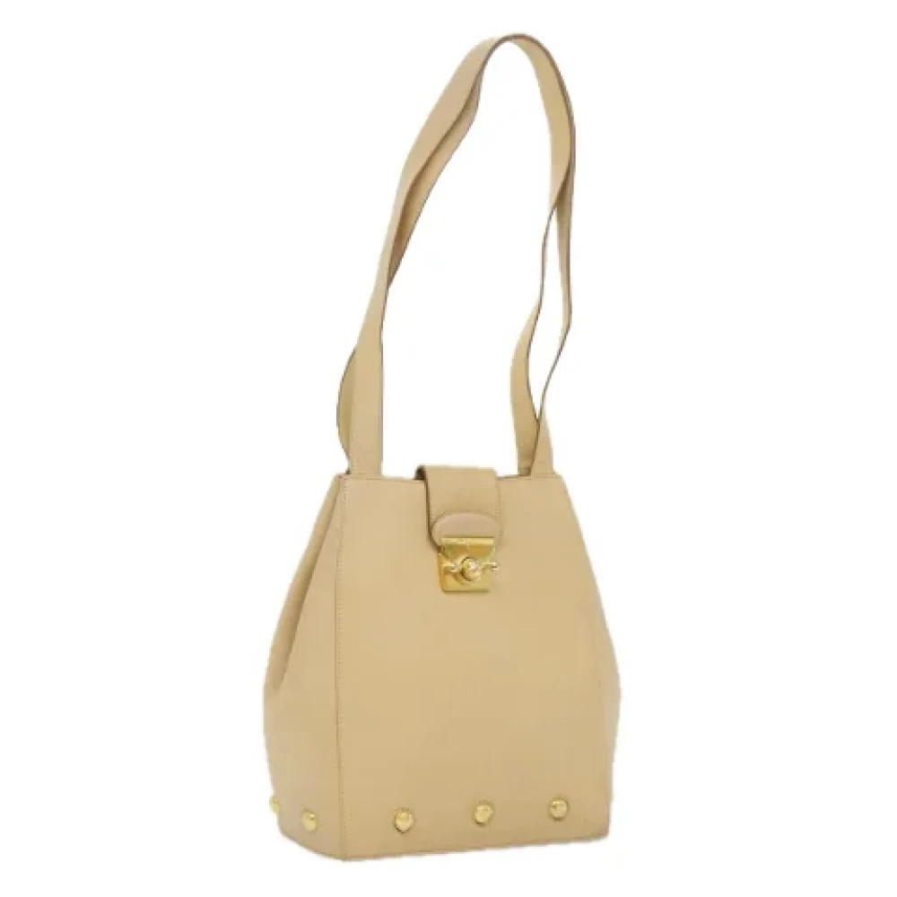 Salvatore Ferragamo Pre-owned Leather shoulder-bags Beige Dames