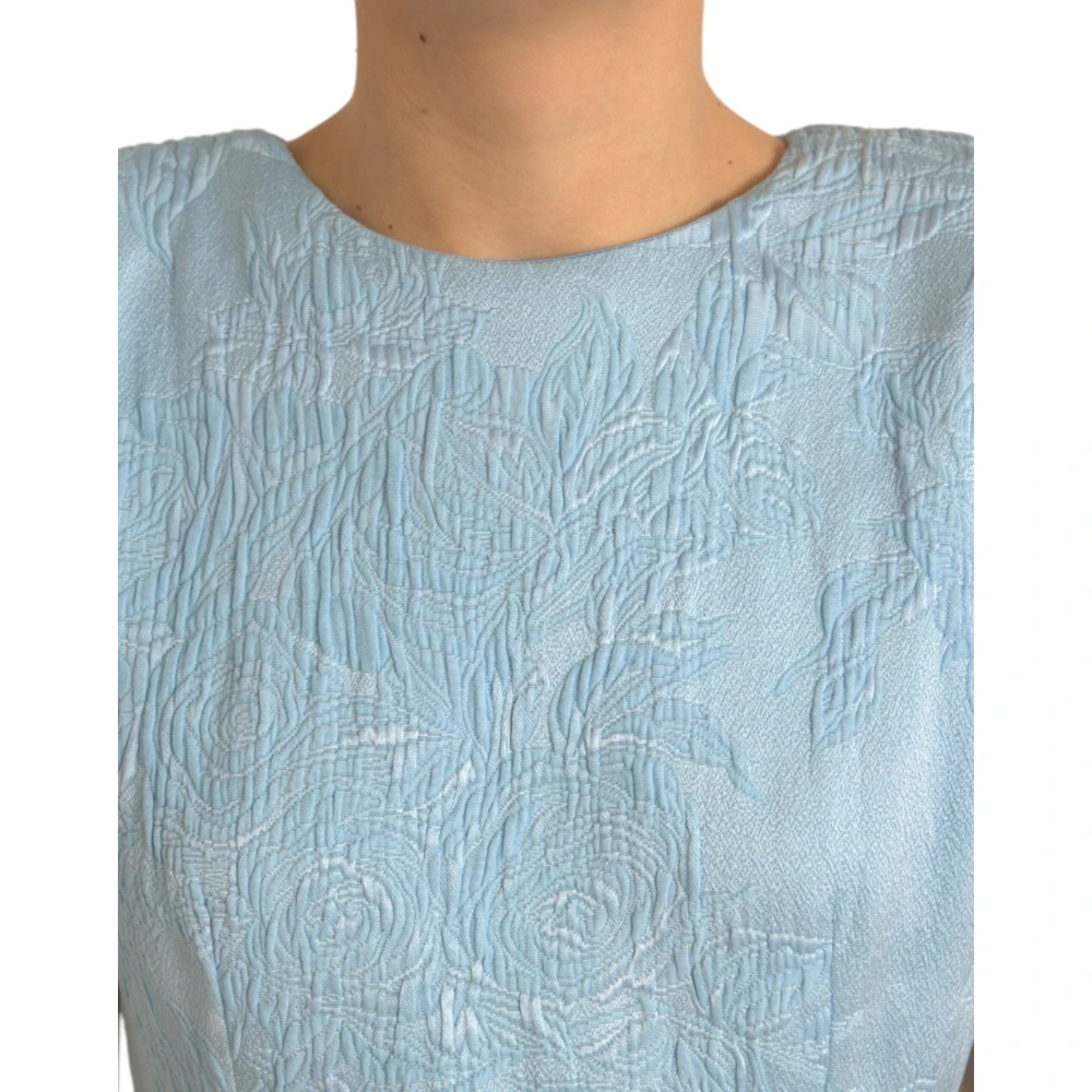 Dolce & Gabbana Bloemen Jacquard A-Lijn Mini Jurk Blue Dames