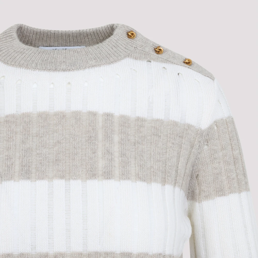 Max Mara Gestreepte Cropped Sweater Alfeo White Dames