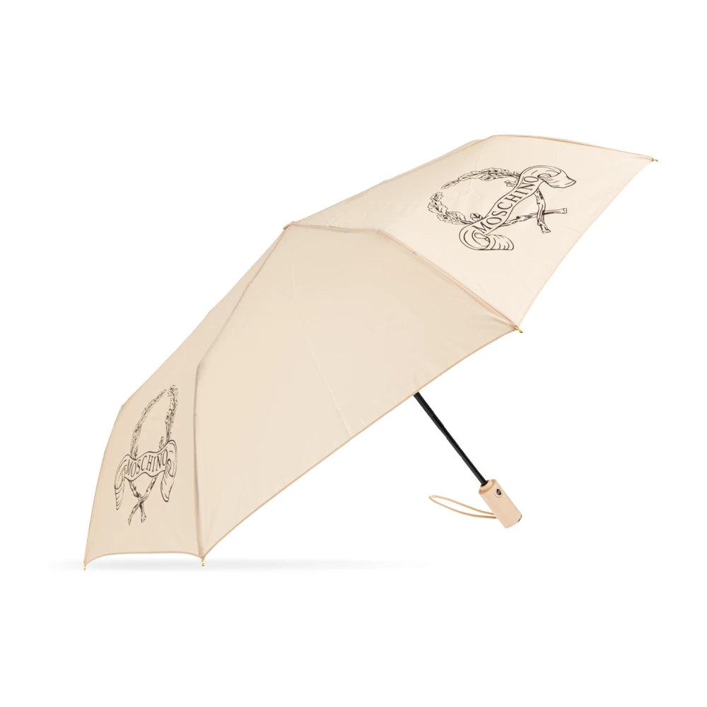 Moschino Unisex Beige Accessoires One Size, Polyester, Opvouwbare Paraplu
