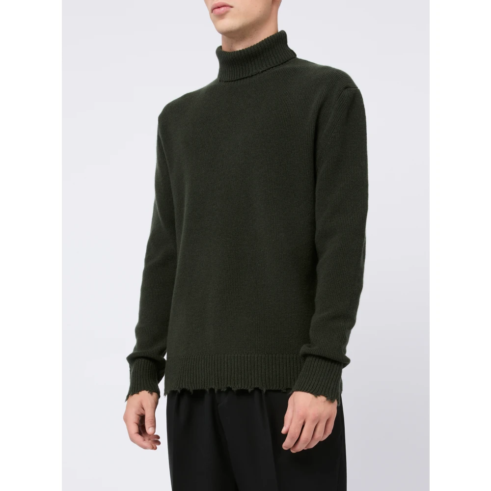 Laneus Groene Trui Hoge Hals Franje Zoom Green Heren