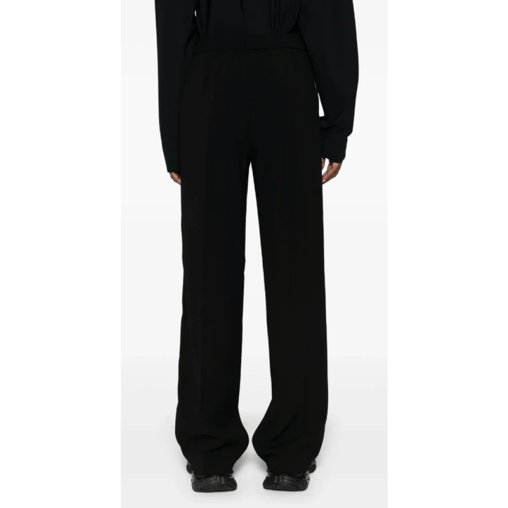 Moncler Zwart Wit Crepe Straight-Leg Broek Black Dames