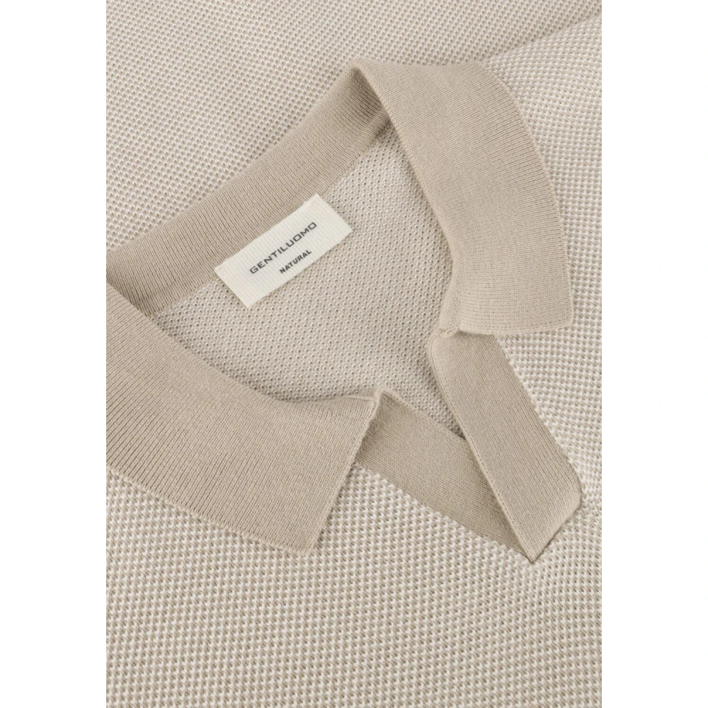 Gentiluomo Heren Polo No Button Shirt Beige Heren