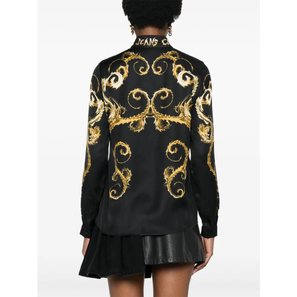 Versace Jeans Couture Barok Design Zwart en Goud Shirt Multicolor Dames