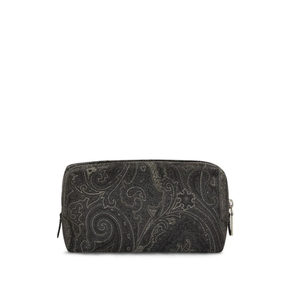 ETRO Antraciet Grijs Amoeba Logo Zwarte Toilettas Black Heren