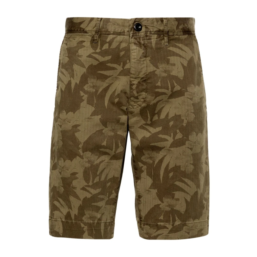 Incotex Herr Grön Shorts W31, Printed Chino Shorts