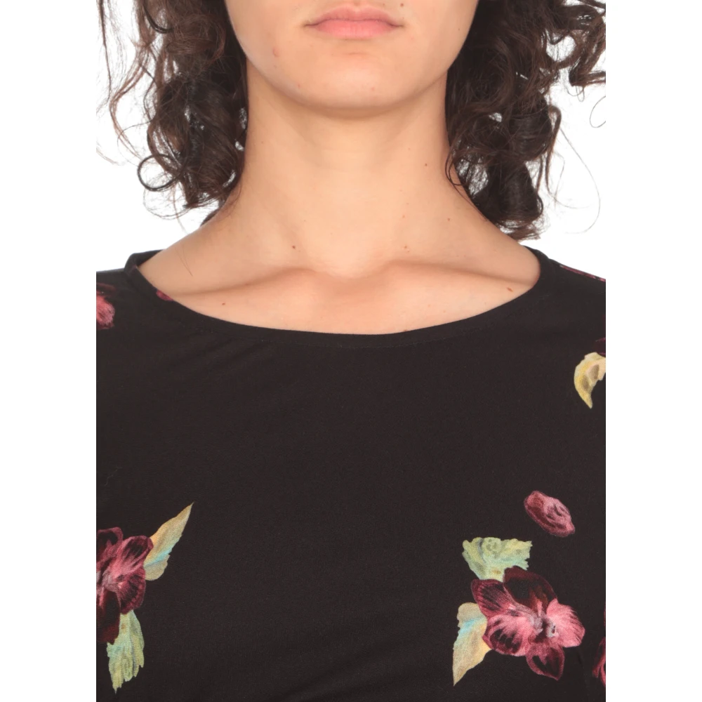Mar De Margaritas Zwarte Bloemenprint Viscose Jurk Black Dames