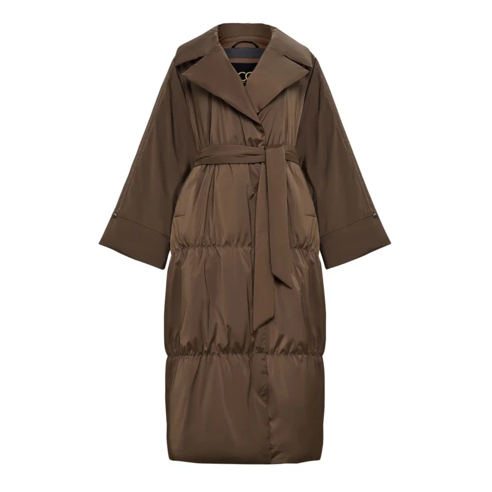 Cesare Gaspari Lange Oversized Gewatteerde Jas Brown Dames