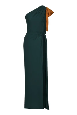 Enaxlad klänning i silk crepe muslin