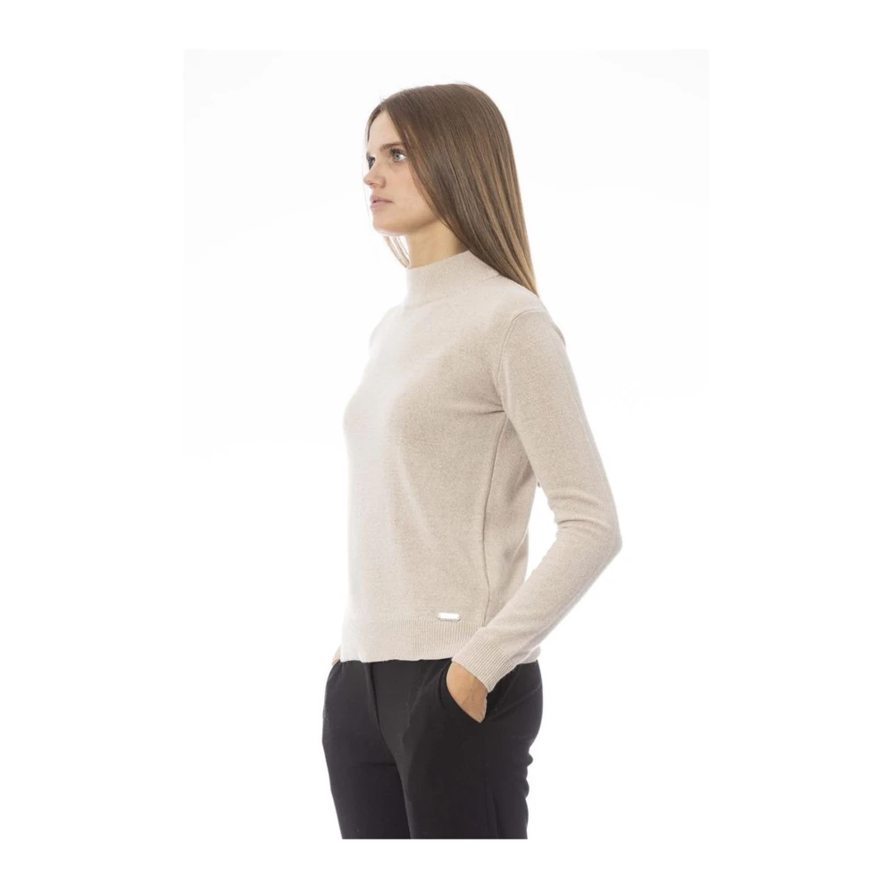 Baldinini Geribbelde coltrui Beige Dames
