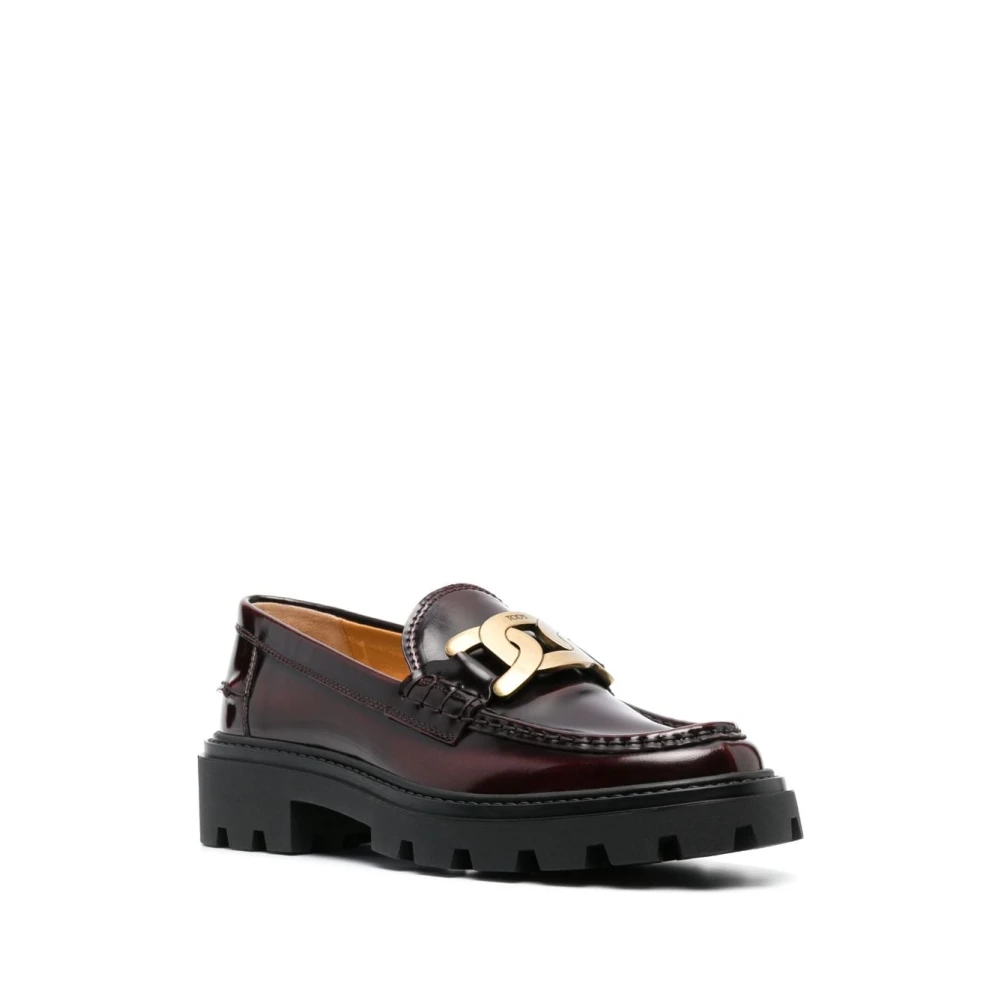 TOD'S Bruine Leren Loafers met Hak Brown Dames