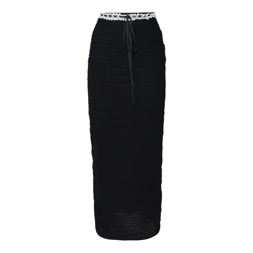 For Love & Lemons Gehaakt Effect Zwarte Lange Rok Black Dames