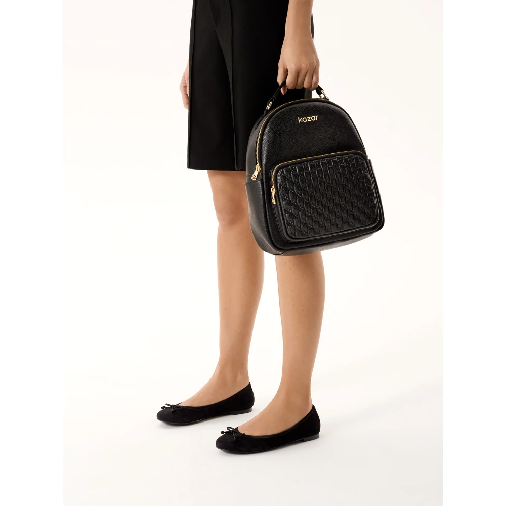 Kazar Urban Style Leren Rugzak met Reliëfpatroon Black Dames