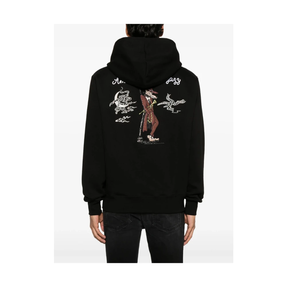 Amiri Zwarte rits hoodie met logo borduurwerk Black Heren