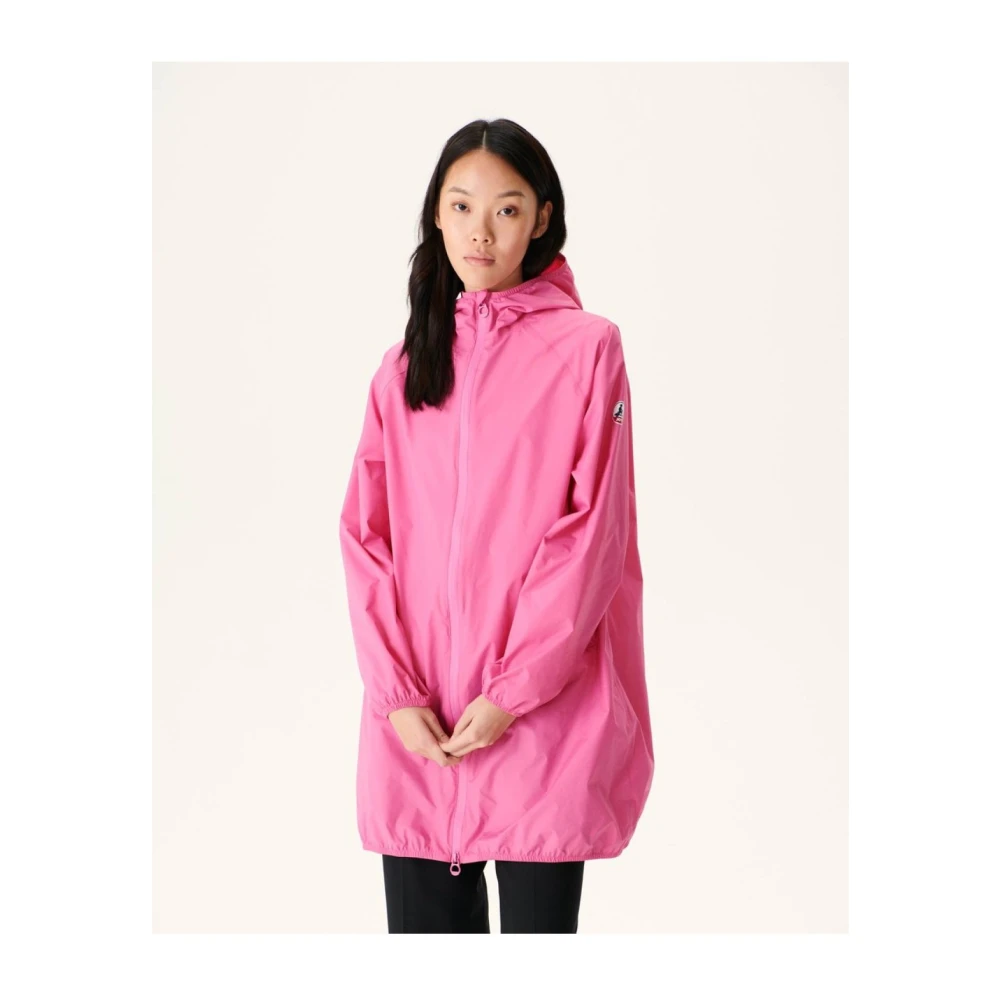 Jott Lange waterdichte jas met capuchon Reflecterend winddicht Pink Dames