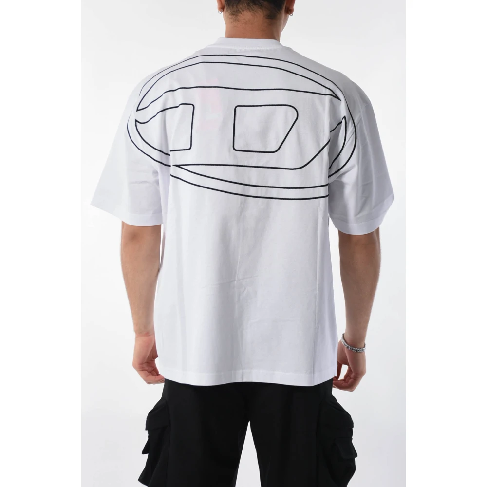Diesel Katoenen T-shirt met geborduurde logo's White Heren