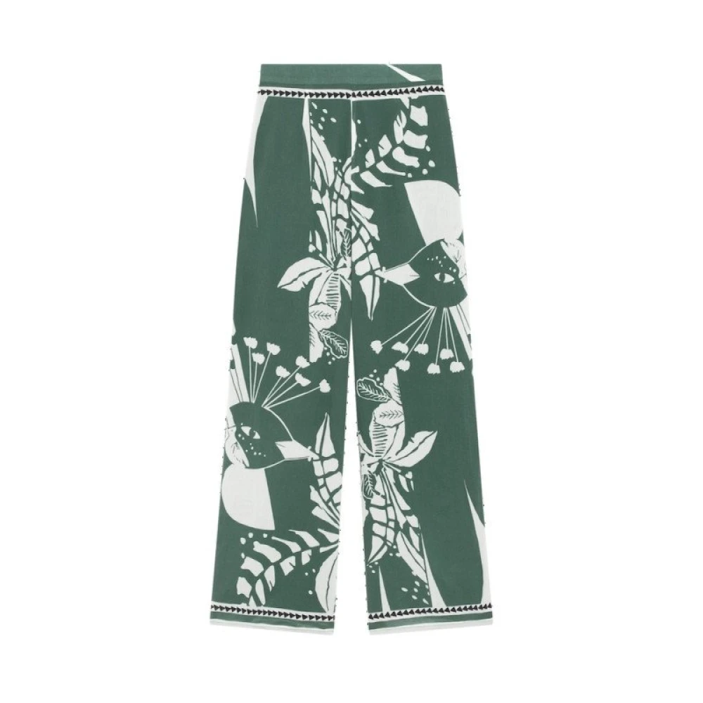 Mare Di Latte Wijd uitlopende katoenen broek Aspen Green Multicolor Dames