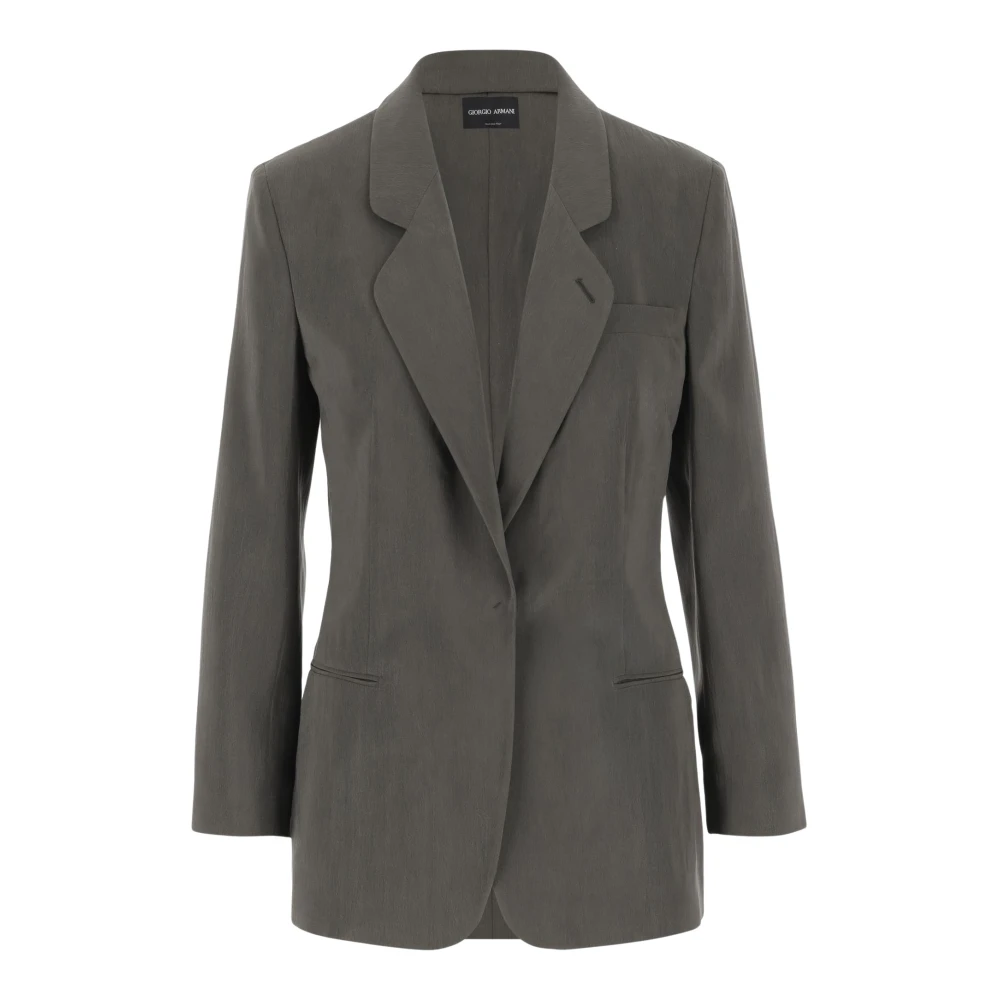 Giorgio Armani Zijdeblend Reversjas Grijs Gray Dames