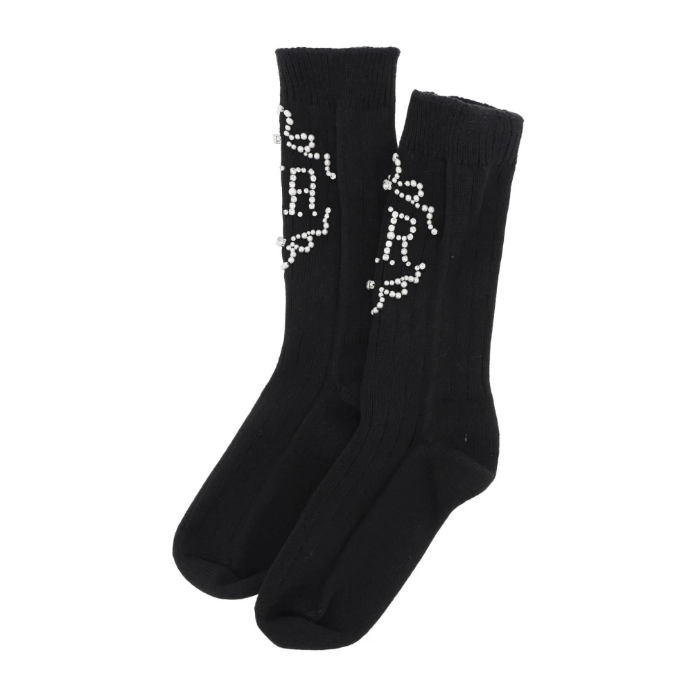 Simone Rocha Gebreide sokken met parels en kristallen Black Dames