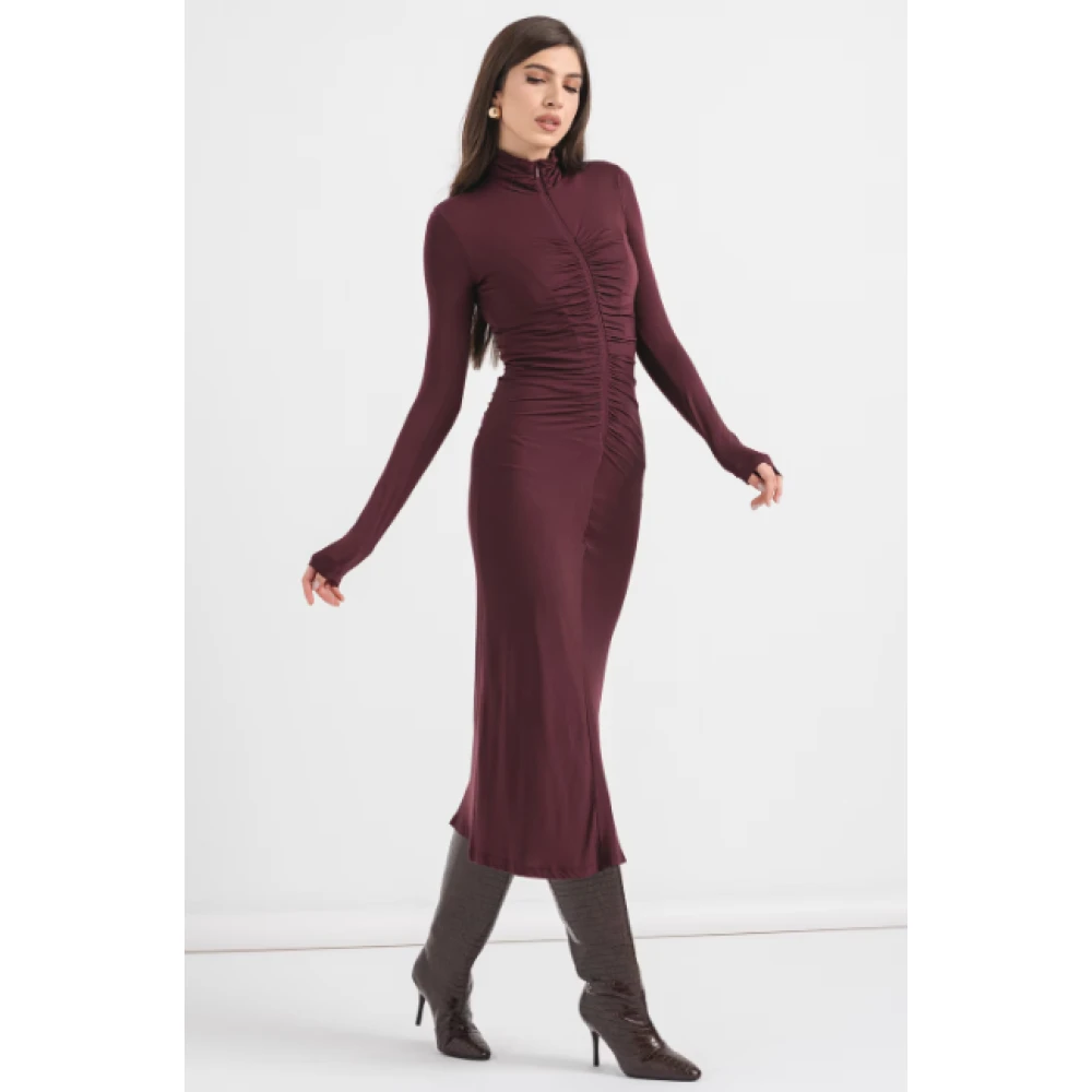 pinko Midi Jurk met Draperie Details Purple Dames