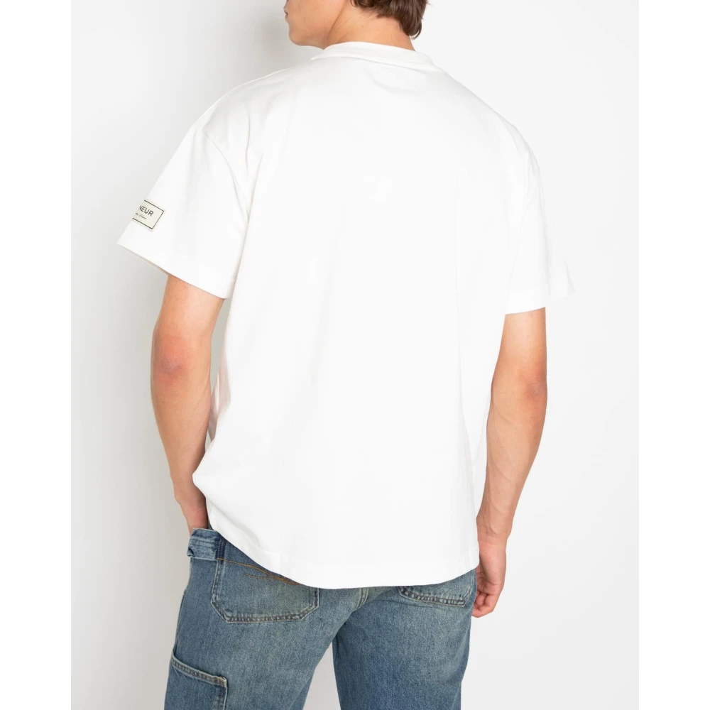 Flâneur Heren Atelier Armpatch T-Shirt Wit White Heren