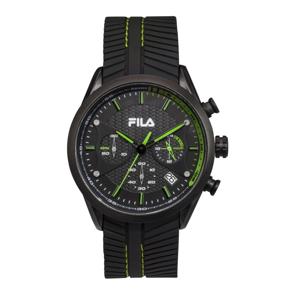 Fila Men's Black Watch Chronograph Silicone Bracelet Filastyle 38-176