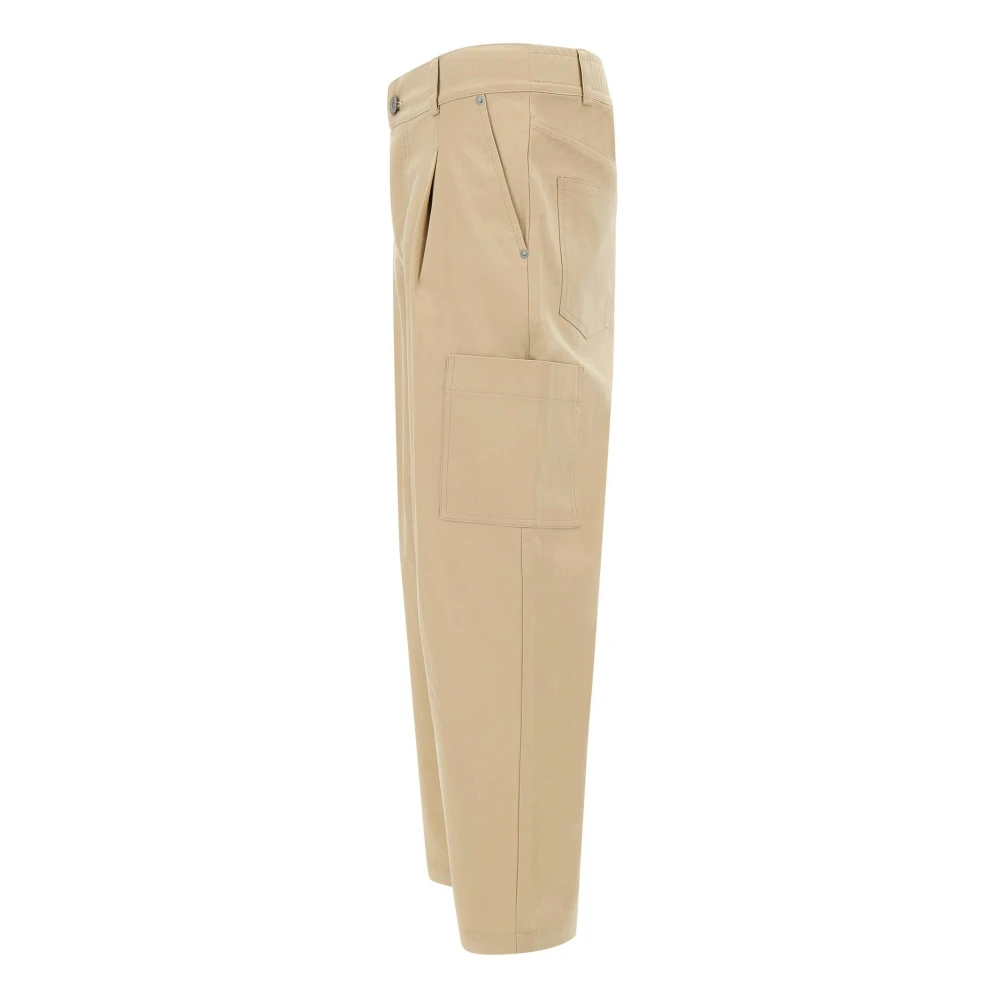 Drole de Monsieur Beige Cropped Twill Broek Beige Heren