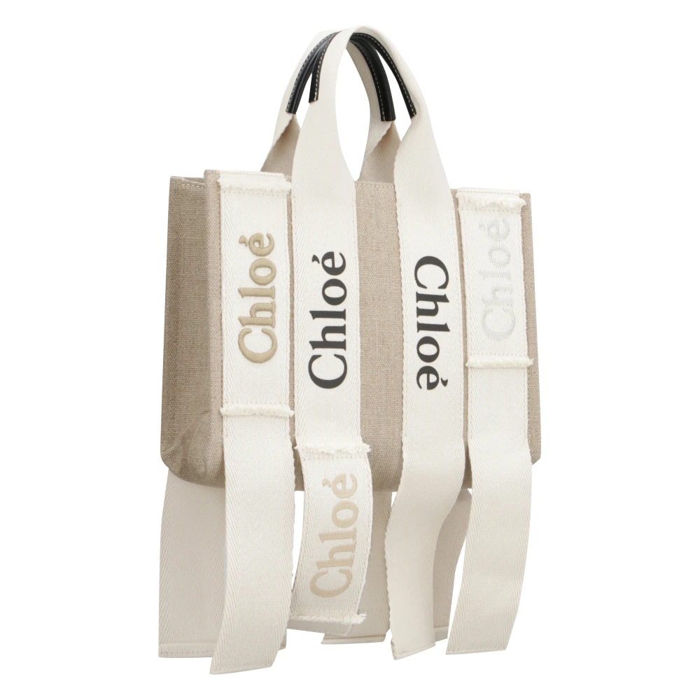 Chloé Contrasterende Leren Tote Tas Beige Dames