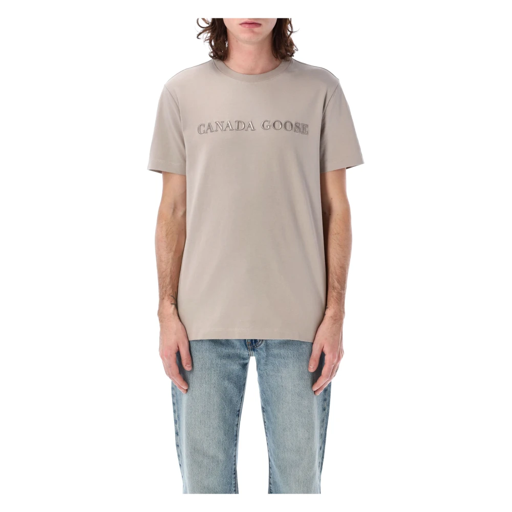 Canada Goose Emersen T-shirt Katoen Jersey Korte Mouw Gray Heren