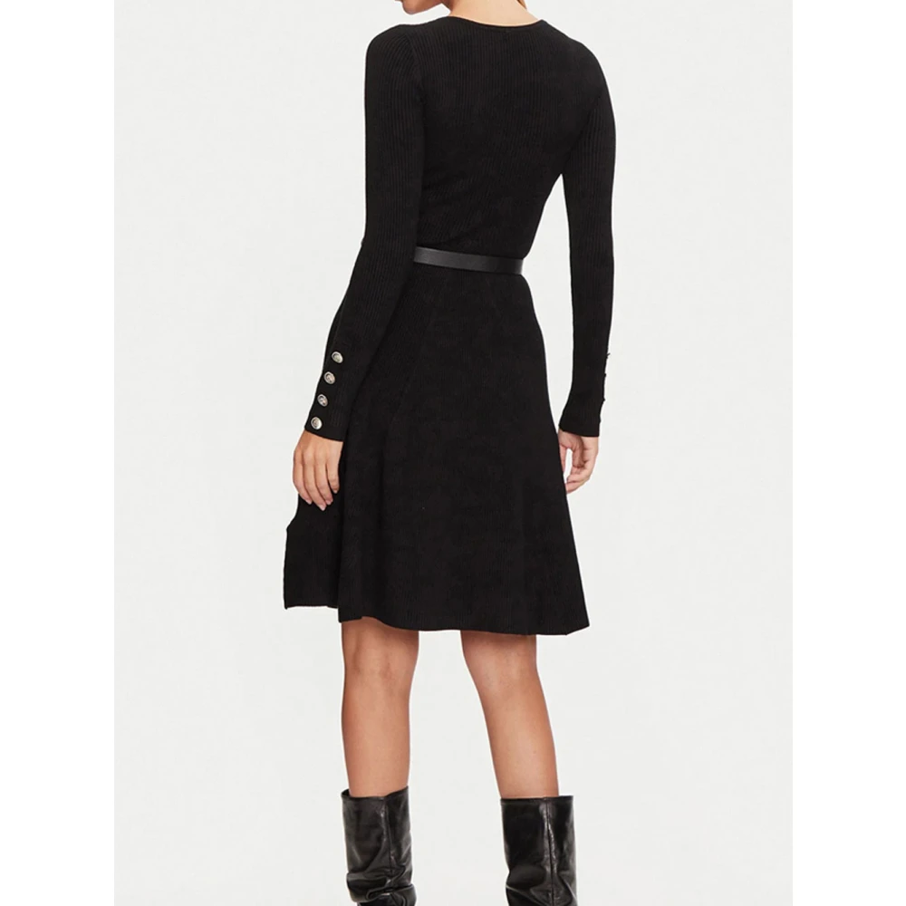 Guess Zwarte Geribbelde Luna Jurk Black Dames
