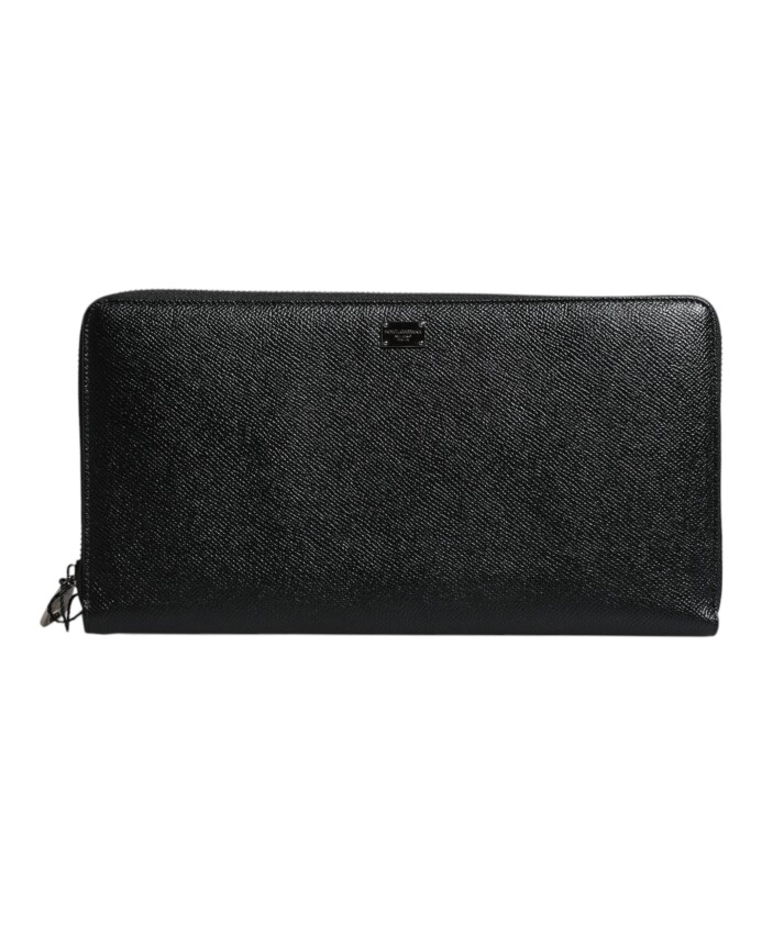 black-leather-logo-zip-around-wallet