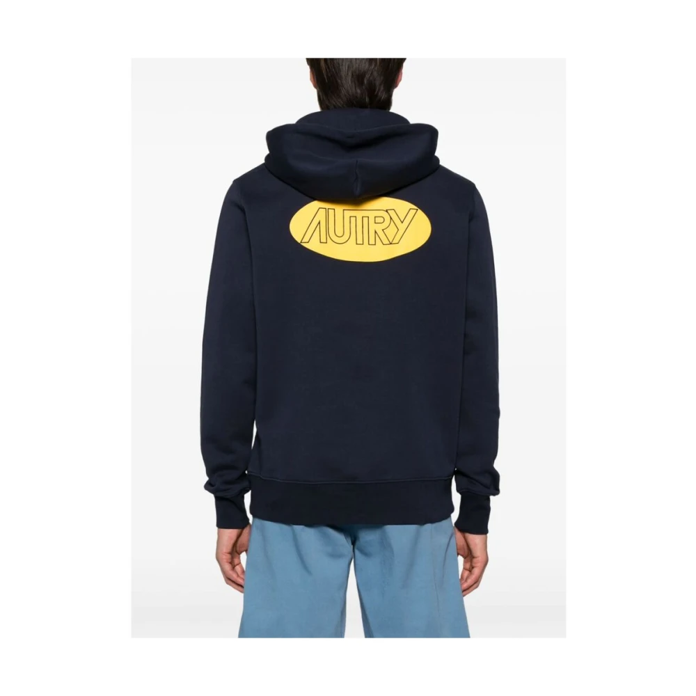 Autry Marineblauw Citroengeel Hooded Sweatshirt Blue Heren