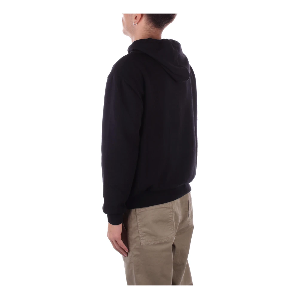 Costume National Zwarte Hoodie Sweater Logo Voorzak Black Heren