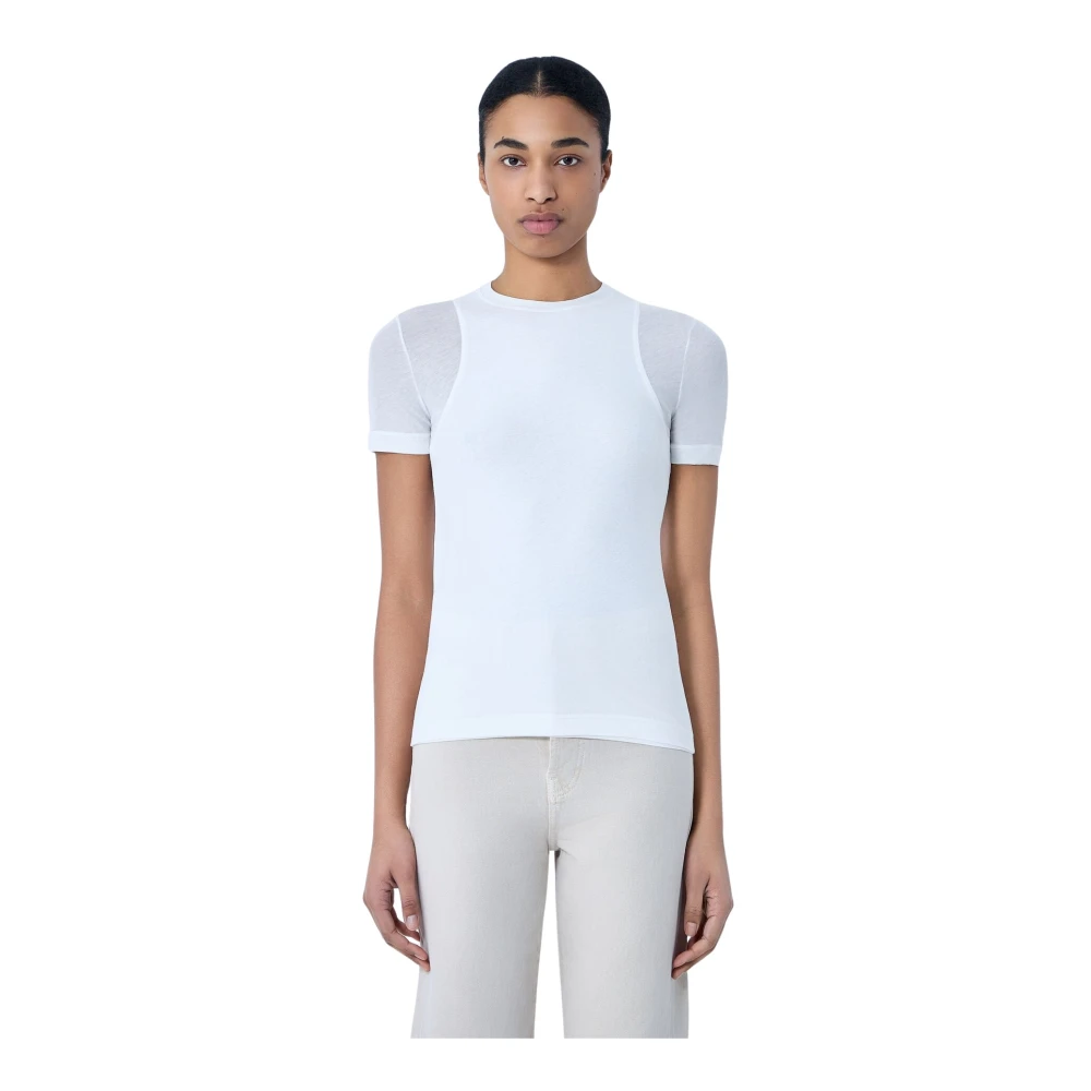 Jil Sander Women's White T-Shirts, M, Crew Neck Fitted T-Shirt