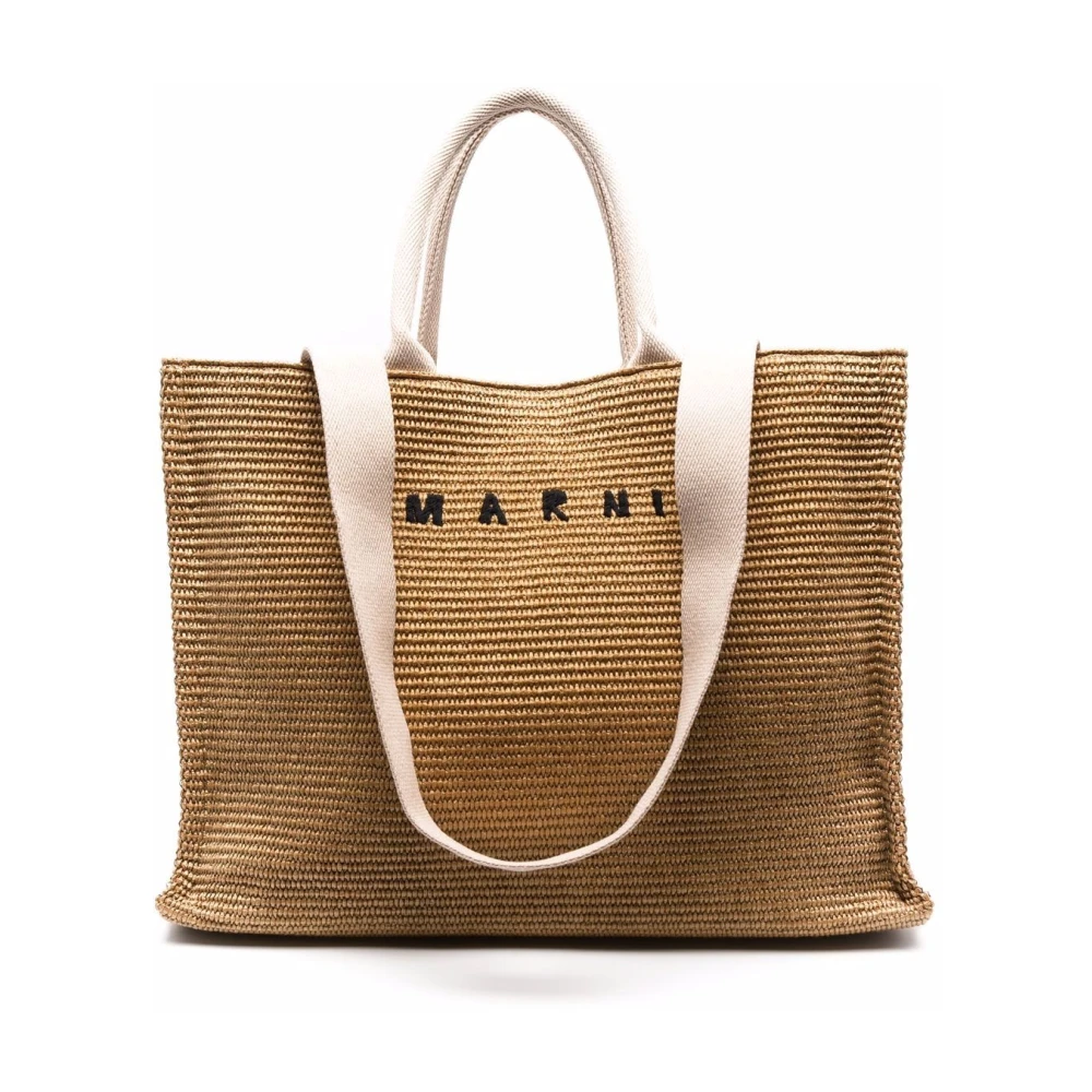 Marni Bruine Shopper Tas met Geborduurd Logo Brown Heren