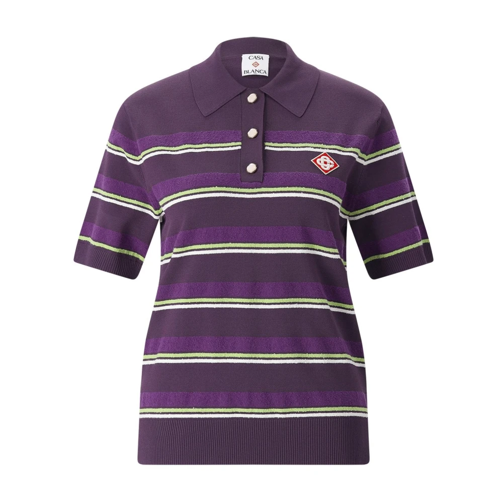 Casablanca Vrouw Purper Tops Dames, Paars, S, Gestreept Gebreid Poloshirt