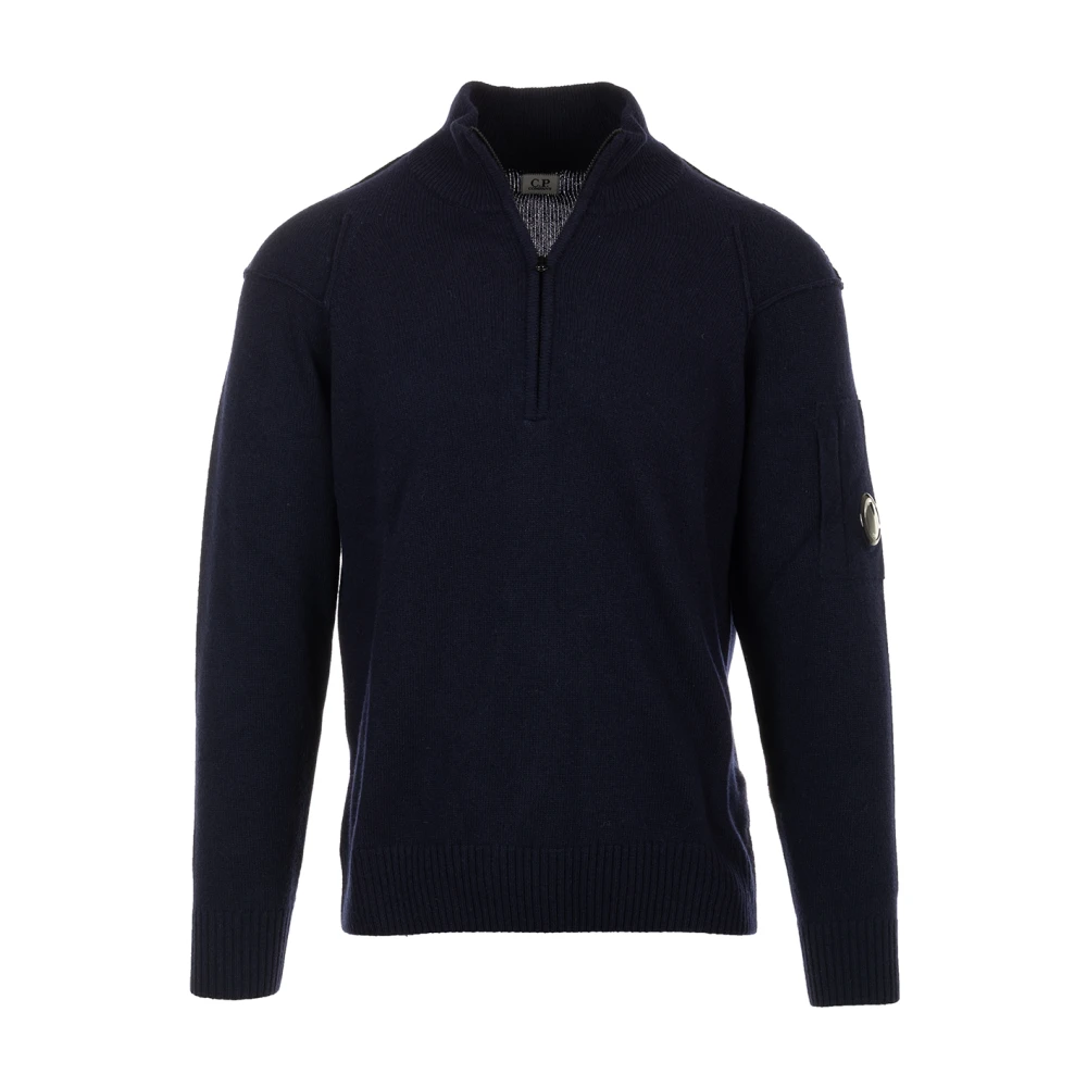 C.P. Company Lamswol Half Zip Gebreid Blue Heren