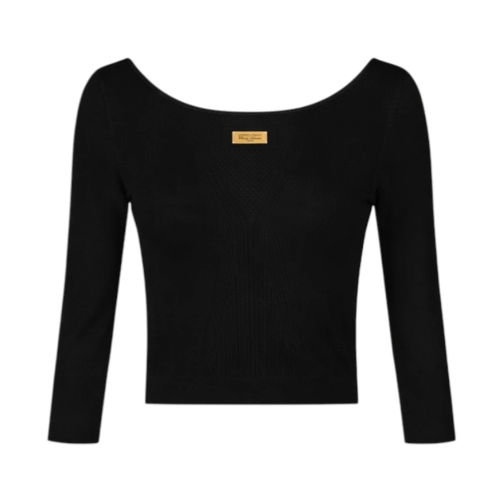 Elisabetta Franchi Black Blouses, Female, Xs, Openwork Knit Top