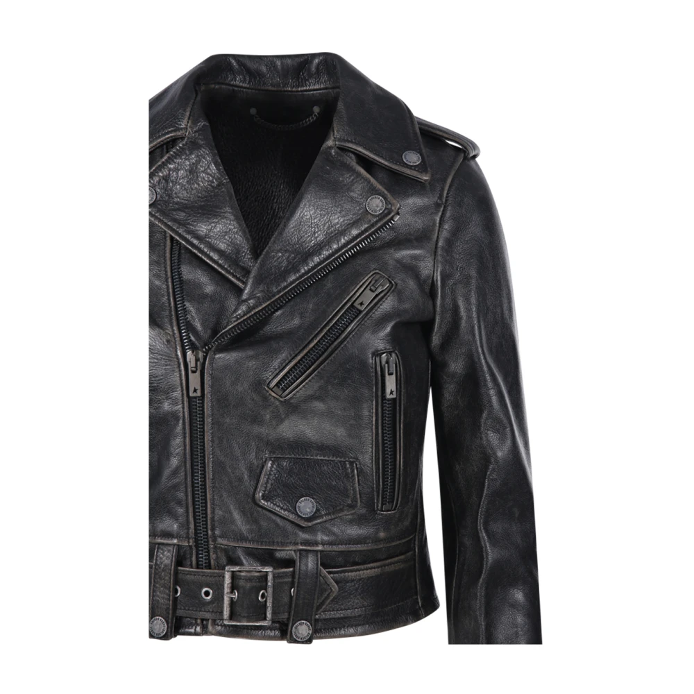 Golden Goose Zwarte Bikerjas Black Dames