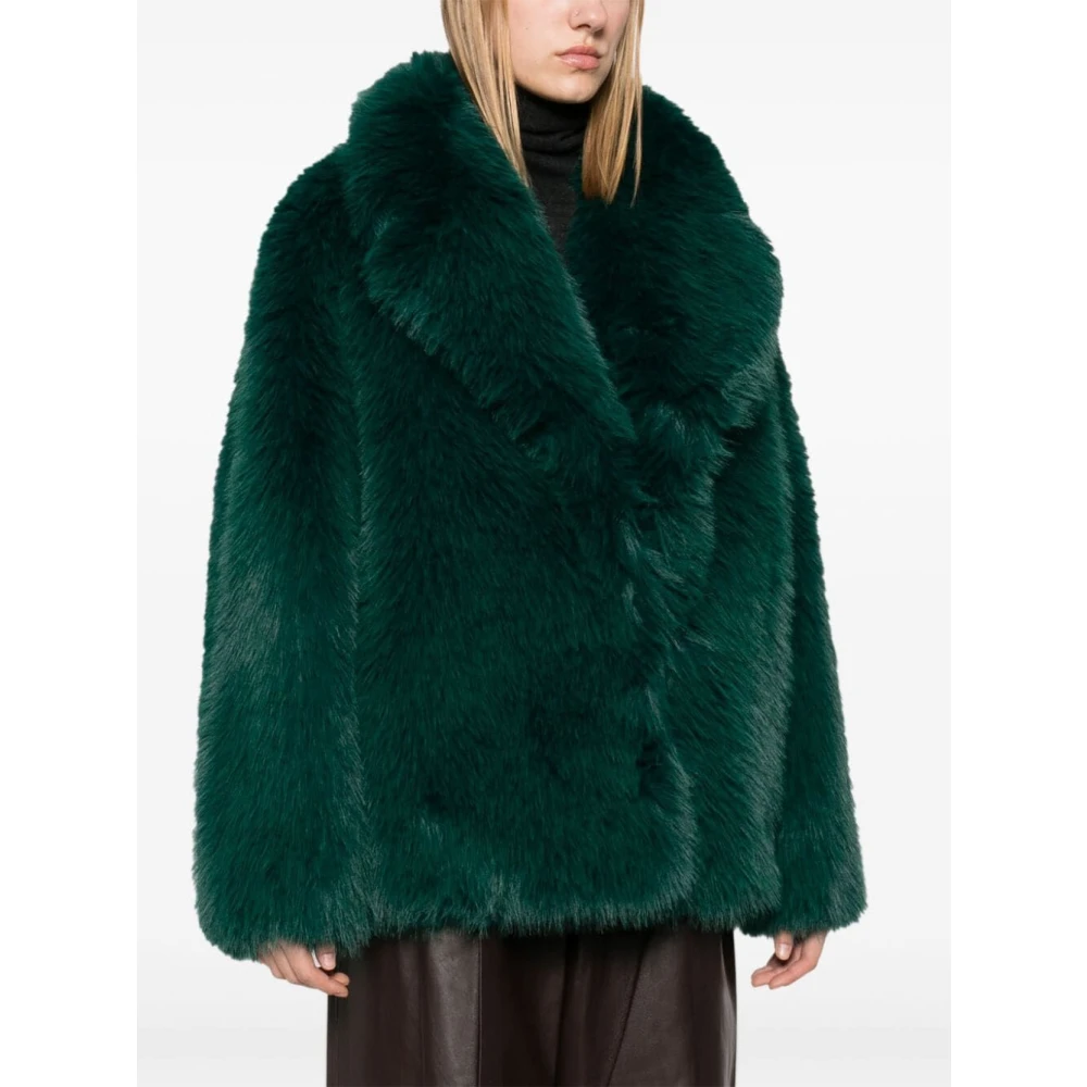 Stand Studio Faux Fur Hunter Jas Zwart Teal Green Dames