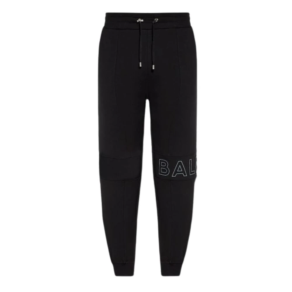 Balmain Zwarte Katoenen Joggingbroek Elastische Taille Black Heren