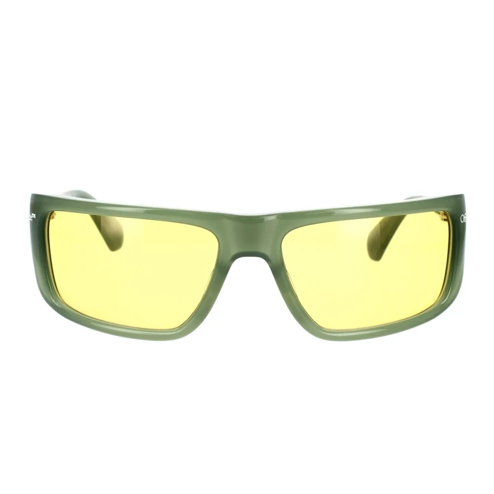 Off White Unisex Green/White Modern Rectangular Sunglasses Bologna Style